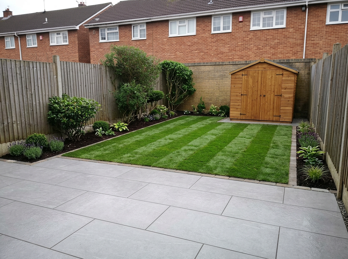 Garden patio renovation after D.O.K Groundworks work